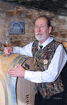 Joe with wine barrel